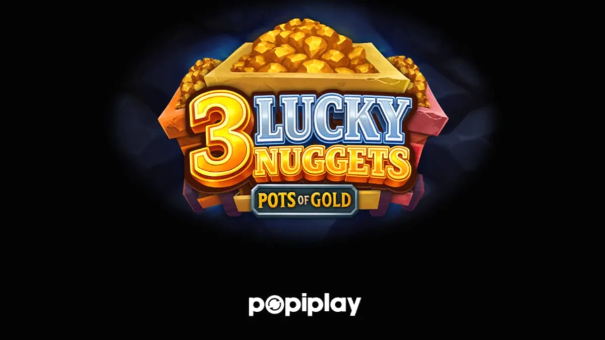 Tampilan visual slot 3 Lucky Nuggets dengan tema tambang emas dan fitur Hold & Win.