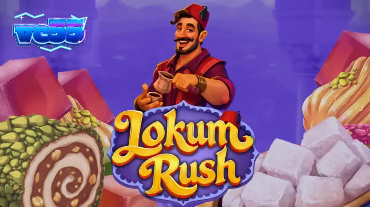 Tampilan visual slot Lokum Rush dengan tema permen Turki yang penuh warna.